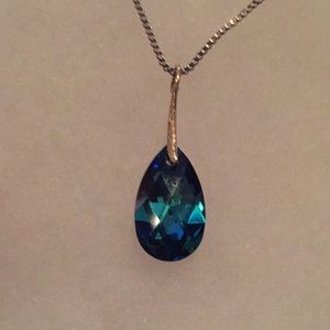 Aqua blue teardrop crystal